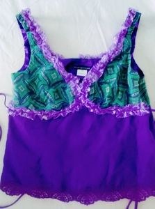 Vintage Anthropologie Purple Rayon Lace Camisole